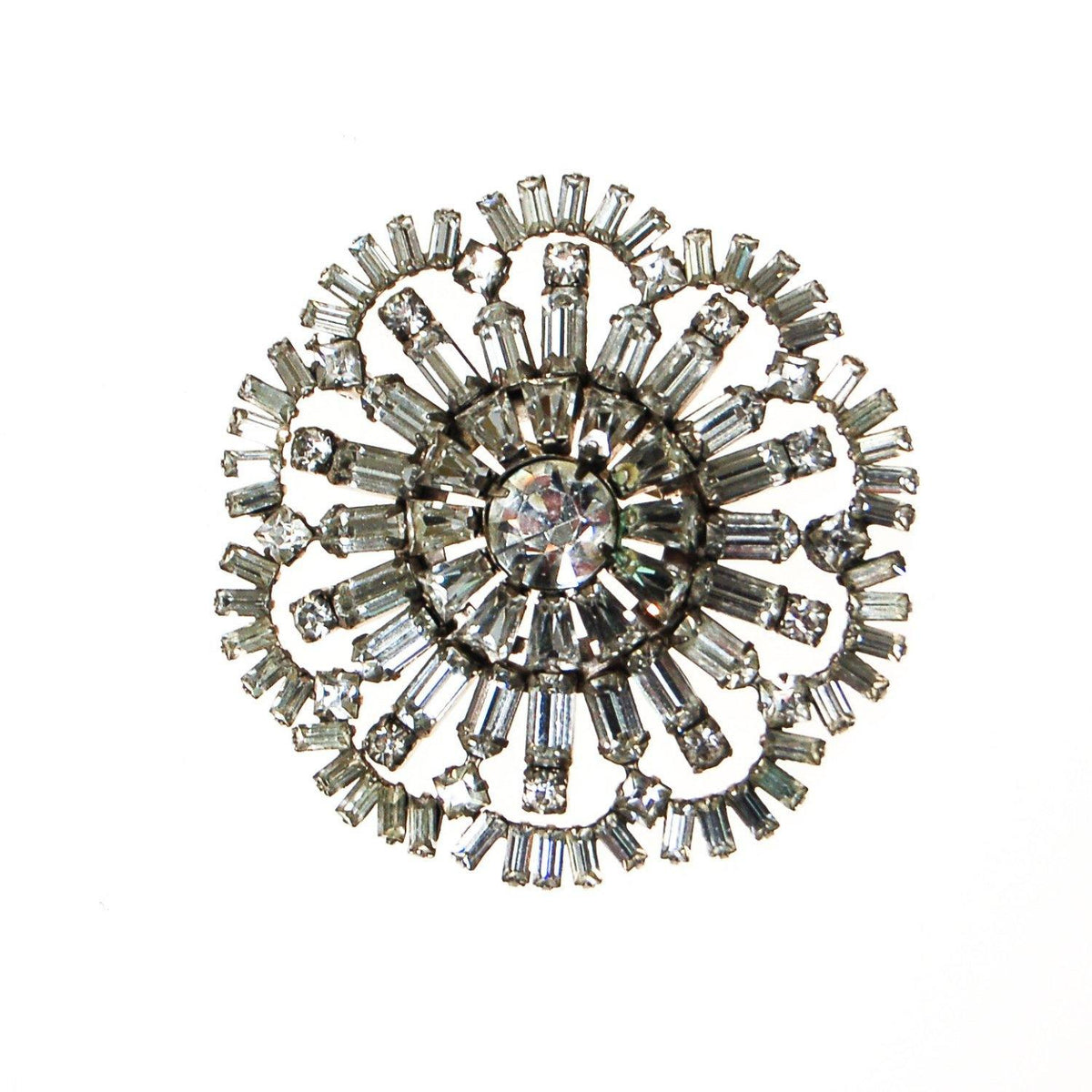 Art Deco Medallion Diamante Rhinestone Brooch
