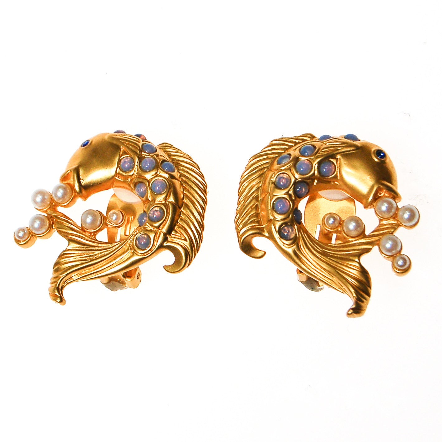 Elizabeth Taylor Sea Shimmer Jumping Koi Fish Earrings by Elizabeth Taylor for Avon - Vintage Meet Modern Vintage Jewelry - Chicago, Illinois - #oldhollywoodglamour #vintagemeetmodern #designervintage #jewelrybox #antiquejewelry #vintagejewelry