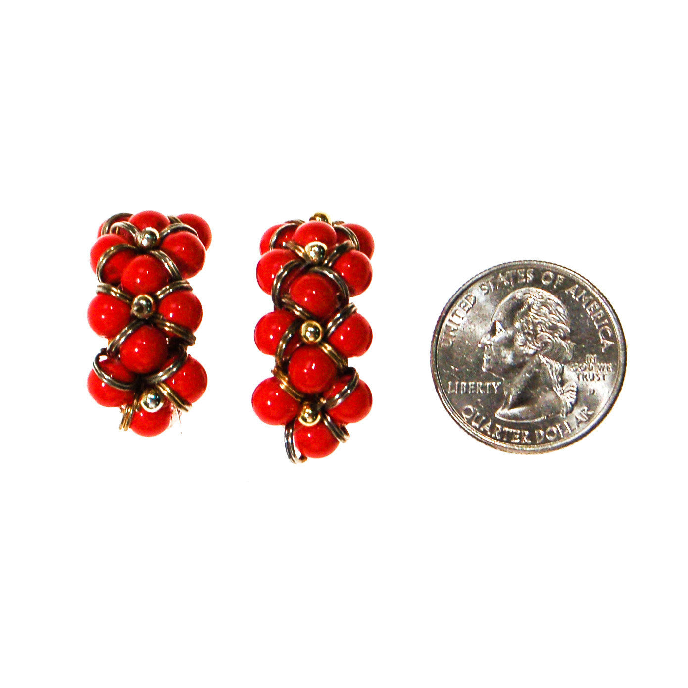 Retro Red Beaded Hoop Earrings by Unsigned Beauty - Vintage Meet Modern Vintage Jewelry - Chicago, Illinois - #oldhollywoodglamour #vintagemeetmodern #designervintage #jewelrybox #antiquejewelry #vintagejewelry