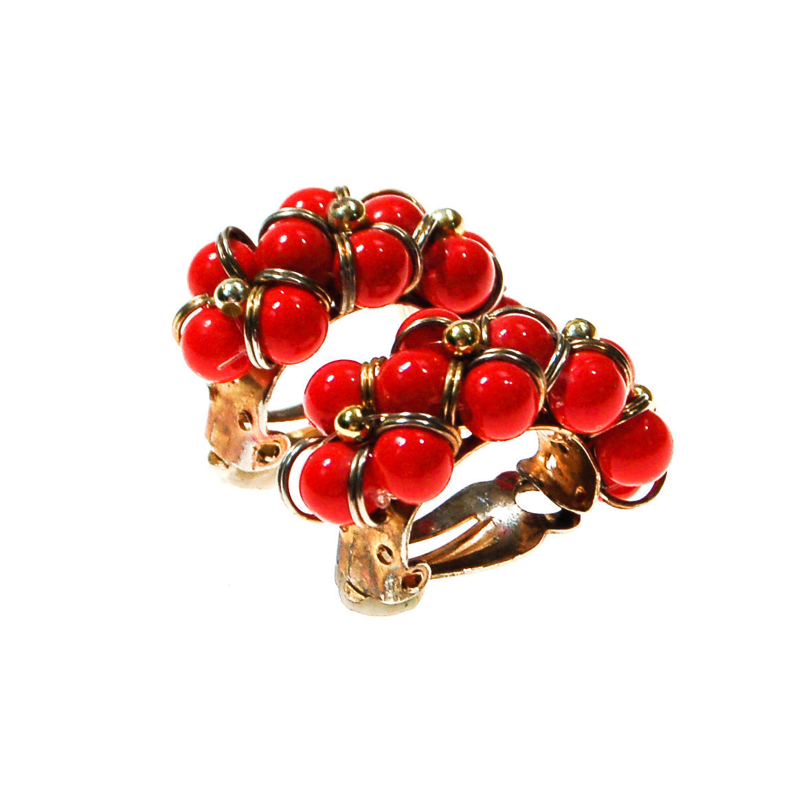Retro Red Beaded Hoop Earrings by Unsigned Beauty - Vintage Meet Modern Vintage Jewelry - Chicago, Illinois - #oldhollywoodglamour #vintagemeetmodern #designervintage #jewelrybox #antiquejewelry #vintagejewelry
