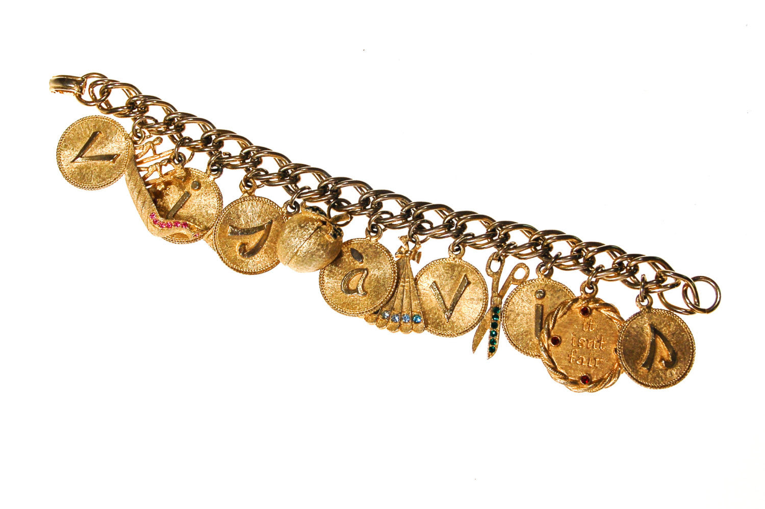 Mid Century Modern Loaded Retro Charm Bracelet by Unsigned Beauty - Vintage Meet Modern Vintage Jewelry - Chicago, Illinois - #oldhollywoodglamour #vintagemeetmodern #designervintage #jewelrybox #antiquejewelry #vintagejewelry