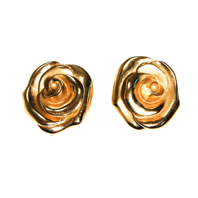 Crown Trifari Gold Rose Earrings by Crown Trifari - Vintage Meet Modern Vintage Jewelry - Chicago, Illinois - #oldhollywoodglamour #vintagemeetmodern #designervintage #jewelrybox #antiquejewelry #vintagejewelry