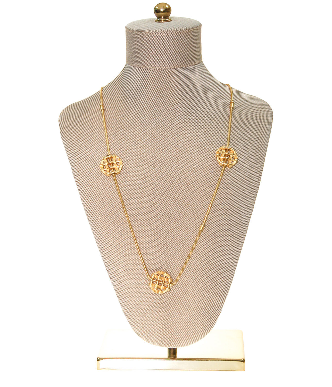 Anne Klein Couture Brushed Gold Long Length Necklace by Anne Klein Couture - Vintage Meet Modern Vintage Jewelry - Chicago, Illinois - #oldhollywoodglamour #vintagemeetmodern #designervintage #jewelrybox #antiquejewelry #vintagejewelry