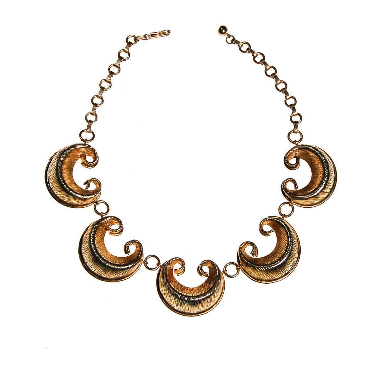 Gold Scroll Link Statement Collar Necklace