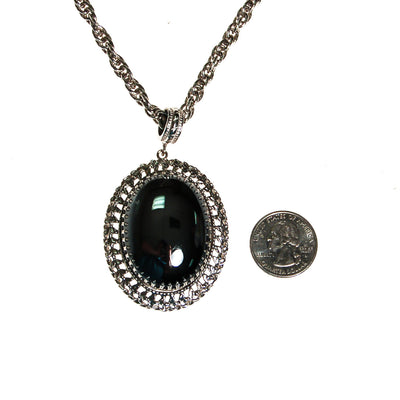 Whiting and Davis Hematite Pendant Necklace by Whiting and Davis - Vintage Meet Modern Vintage Jewelry - Chicago, Illinois - #oldhollywoodglamour #vintagemeetmodern #designervintage #jewelrybox #antiquejewelry #vintagejewelry
