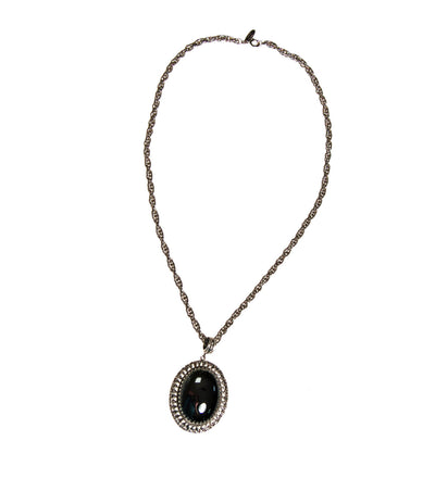 Whiting and Davis Hematite Pendant Necklace by Whiting and Davis - Vintage Meet Modern Vintage Jewelry - Chicago, Illinois - #oldhollywoodglamour #vintagemeetmodern #designervintage #jewelrybox #antiquejewelry #vintagejewelry