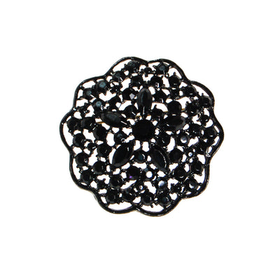 Black Rhinestone Medallion Brooch by MJ Lent by MJ Lent - Vintage Meet Modern Vintage Jewelry - Chicago, Illinois - #oldhollywoodglamour #vintagemeetmodern #designervintage #jewelrybox #antiquejewelry #vintagejewelry