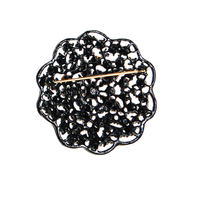 Black Rhinestone Medallion Brooch by MJ Lent by MJ Lent - Vintage Meet Modern Vintage Jewelry - Chicago, Illinois - #oldhollywoodglamour #vintagemeetmodern #designervintage #jewelrybox #antiquejewelry #vintagejewelry