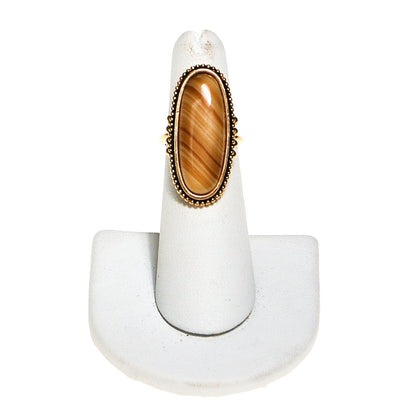 Natural Earth Tone Agate Statement Ring by Avon - Vintage Meet Modern Vintage Jewelry - Chicago, Illinois - #oldhollywoodglamour #vintagemeetmodern #designervintage #jewelrybox #antiquejewelry #vintagejewelry