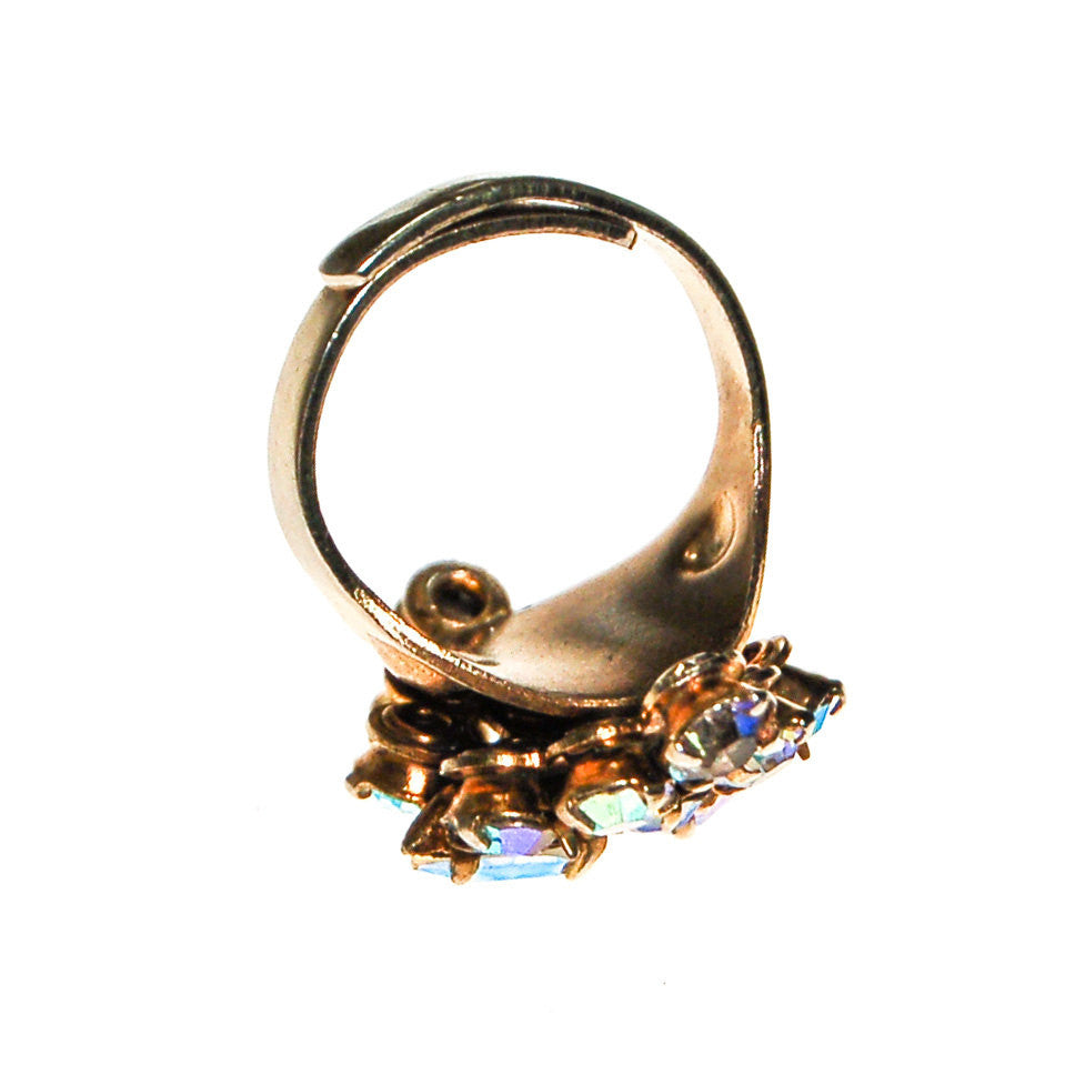 Aurora Borealis Rhinestone Cluster Cocktail Ring by Unsigned Beauty - Vintage Meet Modern Vintage Jewelry - Chicago, Illinois - #oldhollywoodglamour #vintagemeetmodern #designervintage #jewelrybox #antiquejewelry #vintagejewelry