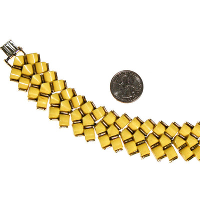 Sunshine Yellow Thermoset Wave Bracelet by Unsigned Beauty - Vintage Meet Modern Vintage Jewelry - Chicago, Illinois - #oldhollywoodglamour #vintagemeetmodern #designervintage #jewelrybox #antiquejewelry #vintagejewelry
