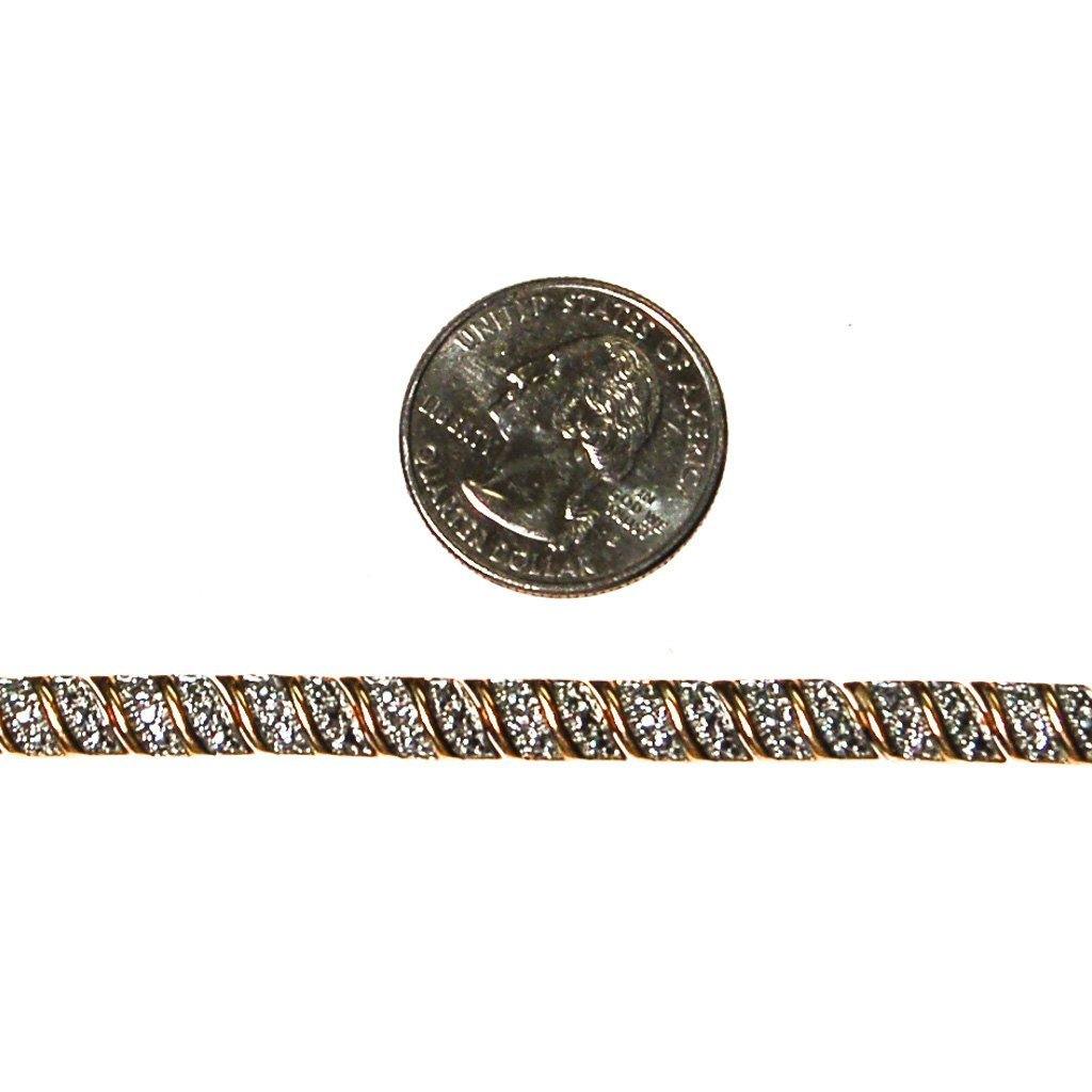 Gold and Silver Tone Milgrain Accent Bracelet, Tennis, Line Style, 1980s, Stacking, Layering Bracelet by 1980s - Vintage Meet Modern Vintage Jewelry - Chicago, Illinois - #oldhollywoodglamour #vintagemeetmodern #designervintage #jewelrybox #antiquejewelry #vintagejewelry