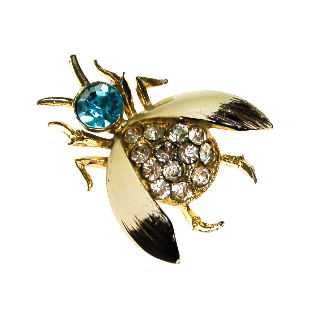Rhinestone Bumble Bee Brooch by Unsigned Beauty - Vintage Meet Modern Vintage Jewelry - Chicago, Illinois - #oldhollywoodglamour #vintagemeetmodern #designervintage #jewelrybox #antiquejewelry #vintagejewelry