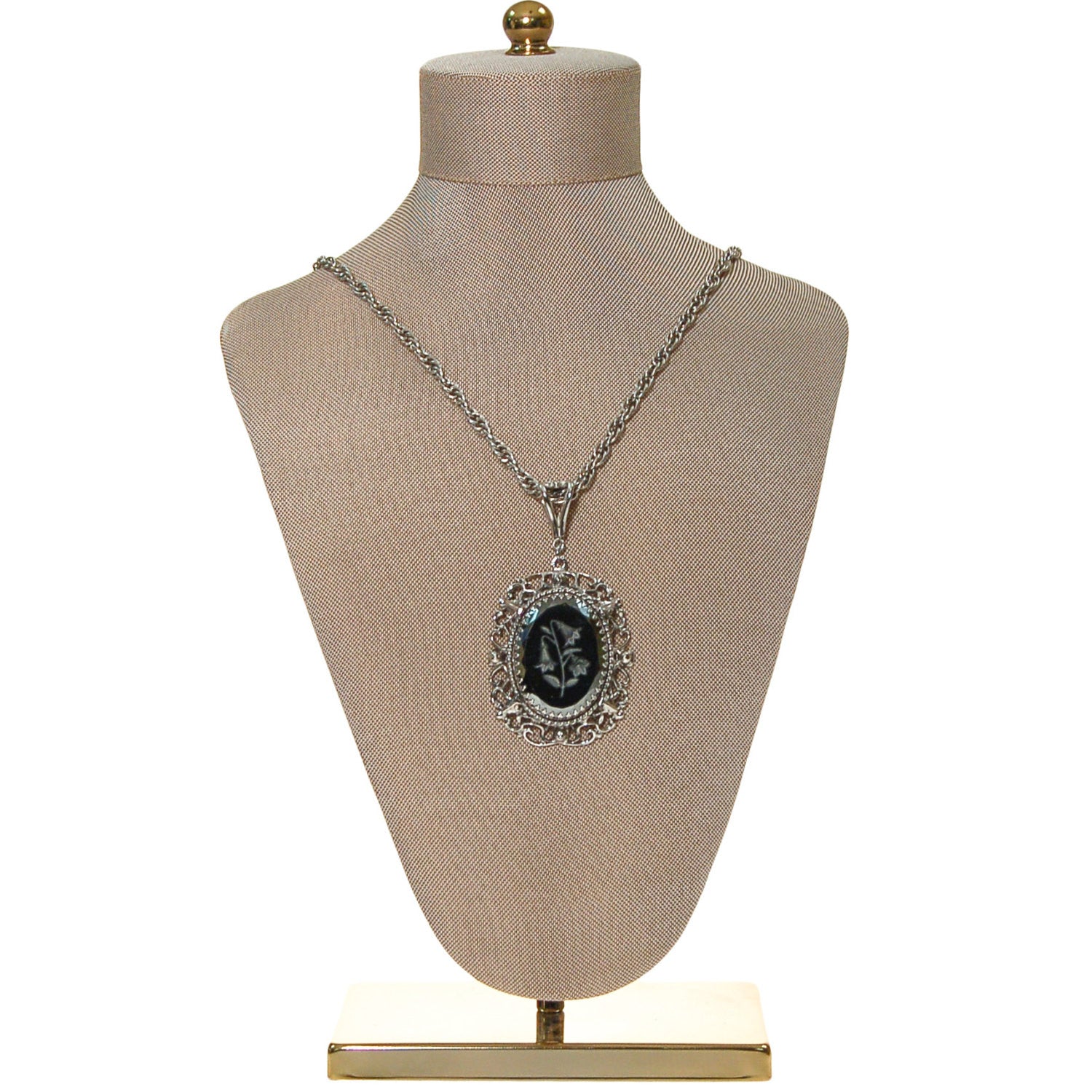 Whiting and Davis Hematite Carved Flower Statement Necklace by Whiting and Davis - Vintage Meet Modern Vintage Jewelry - Chicago, Illinois - #oldhollywoodglamour #vintagemeetmodern #designervintage #jewelrybox #antiquejewelry #vintagejewelry