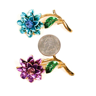 Blue and Purple Flower Scatter Pin Brooch Set by Unsigned Beauty - Vintage Meet Modern Vintage Jewelry - Chicago, Illinois - #oldhollywoodglamour #vintagemeetmodern #designervintage #jewelrybox #antiquejewelry #vintagejewelry