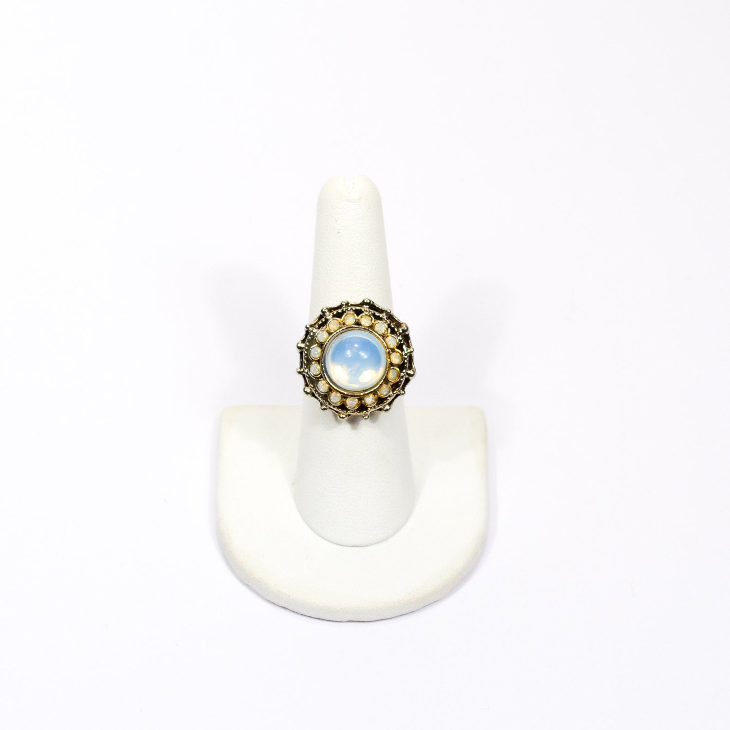 Opaline Glass Statement Ring by Unsigned Beauty - Vintage Meet Modern Vintage Jewelry - Chicago, Illinois - #oldhollywoodglamour #vintagemeetmodern #designervintage #jewelrybox #antiquejewelry #vintagejewelry