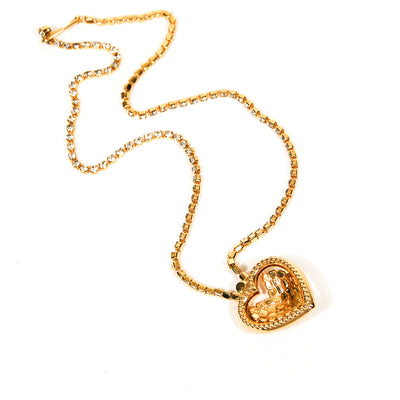 Rhinestones Heart Necklace in Gold Tone by Unsigned Beauty - Vintage Meet Modern Vintage Jewelry - Chicago, Illinois - #oldhollywoodglamour #vintagemeetmodern #designervintage #jewelrybox #antiquejewelry #vintagejewelry