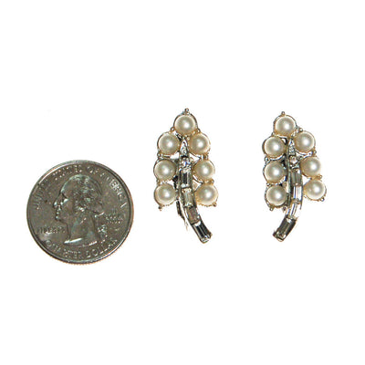 Coro Pearl and Rhinestone Earrings set in Silver Tone by Coro - Vintage Meet Modern Vintage Jewelry - Chicago, Illinois - #oldhollywoodglamour #vintagemeetmodern #designervintage #jewelrybox #antiquejewelry #vintagejewelry