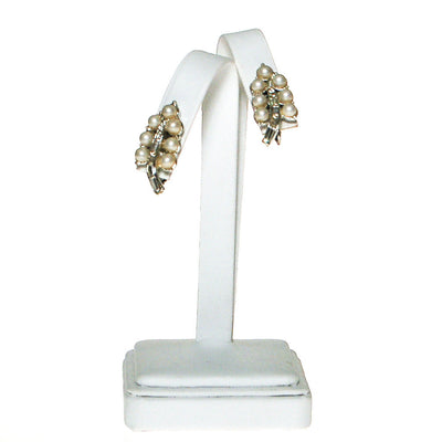 Coro Pearl and Rhinestone Earrings set in Silver Tone by Coro - Vintage Meet Modern Vintage Jewelry - Chicago, Illinois - #oldhollywoodglamour #vintagemeetmodern #designervintage #jewelrybox #antiquejewelry #vintagejewelry