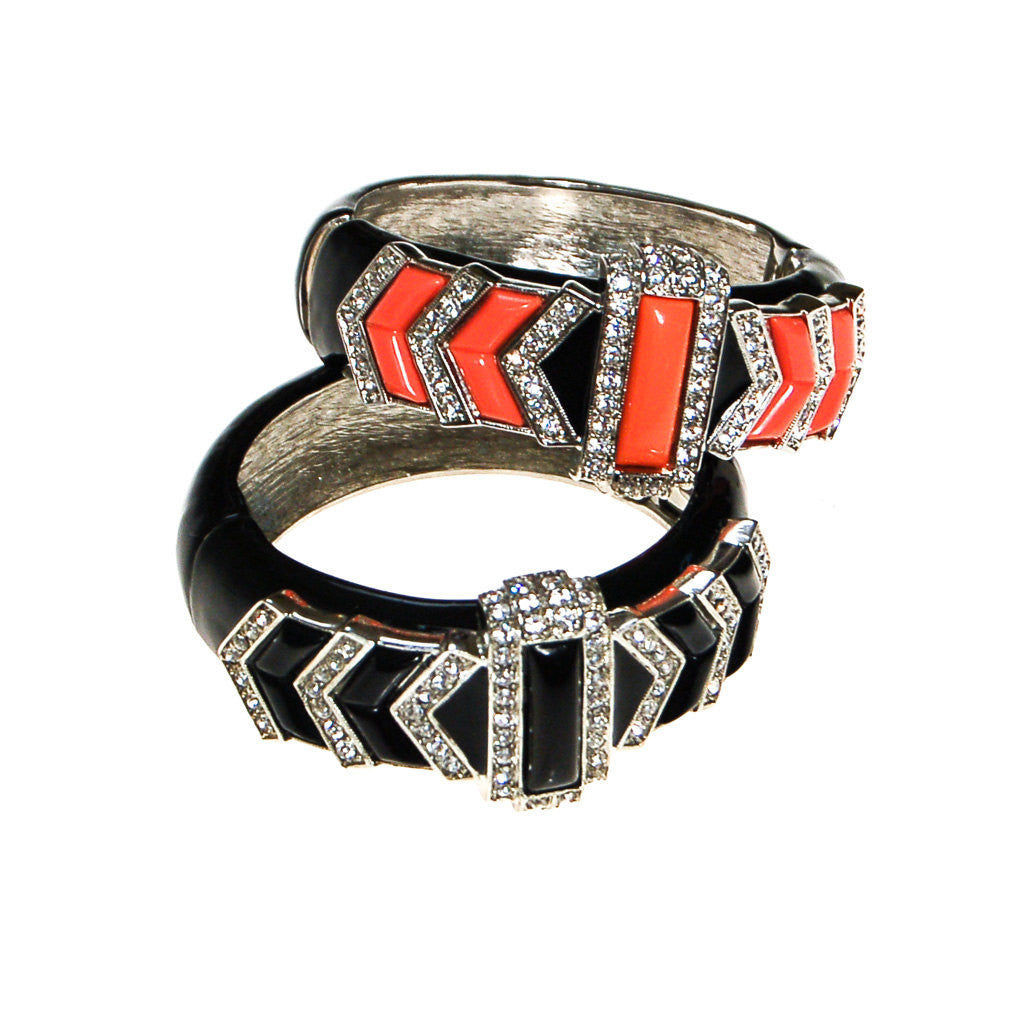 Kenneth Lane Black and Coral Bracelet by Kenneth Lane - Vintage Meet Modern Vintage Jewelry - Chicago, Illinois - #oldhollywoodglamour #vintagemeetmodern #designervintage #jewelrybox #antiquejewelry #vintagejewelry