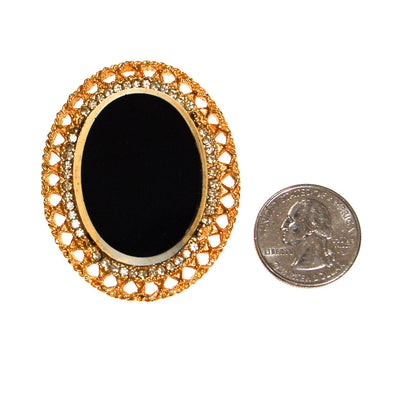 Black Glass Mirror Cameo Style Brooch Pendant by Celebrity NY by Celebrity NY - Vintage Meet Modern Vintage Jewelry - Chicago, Illinois - #oldhollywoodglamour #vintagemeetmodern #designervintage #jewelrybox #antiquejewelry #vintagejewelry