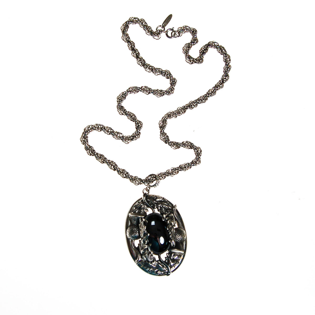 Whiting and Davis Hematite Pendant Statement Necklace