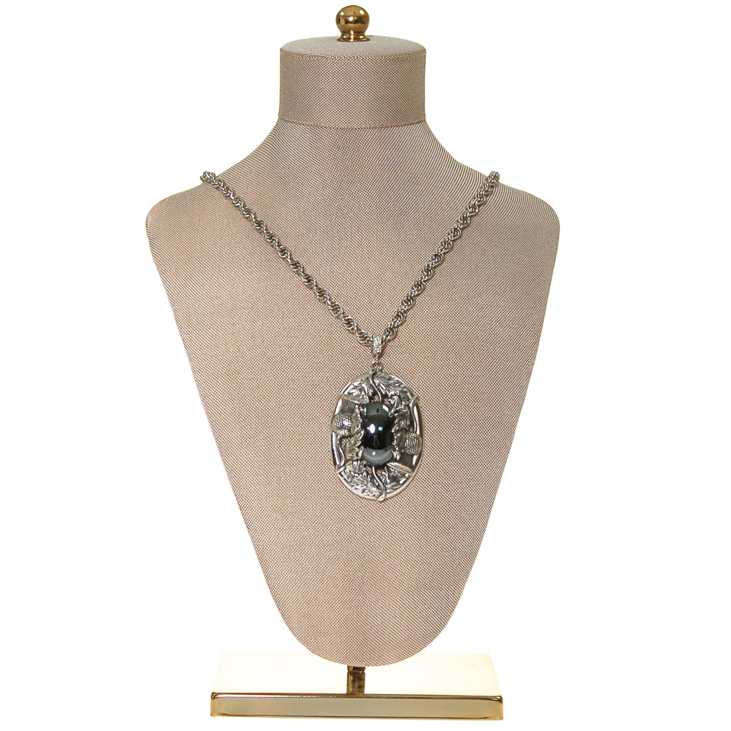 Whiting and Davis Hematite Pendant Statement Necklace by Whiting and Davis - Vintage Meet Modern Vintage Jewelry - Chicago, Illinois - #oldhollywoodglamour #vintagemeetmodern #designervintage #jewelrybox #antiquejewelry #vintagejewelry