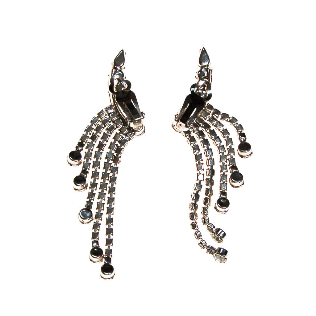 Waterfall Rhinestone Ear Crawlers Statement Earrings by Unsigned Beauty - Vintage Meet Modern Vintage Jewelry - Chicago, Illinois - #oldhollywoodglamour #vintagemeetmodern #designervintage #jewelrybox #antiquejewelry #vintagejewelry