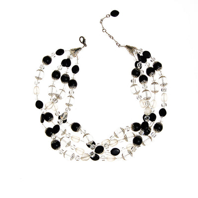 Black and Clear Glass Beaded Necklace by Unsigned Beauty - Vintage Meet Modern Vintage Jewelry - Chicago, Illinois - #oldhollywoodglamour #vintagemeetmodern #designervintage #jewelrybox #antiquejewelry #vintagejewelry