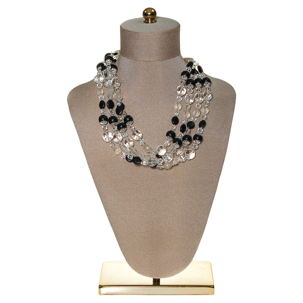 Black and Clear Glass Beaded Necklace by Unsigned Beauty - Vintage Meet Modern Vintage Jewelry - Chicago, Illinois - #oldhollywoodglamour #vintagemeetmodern #designervintage #jewelrybox #antiquejewelry #vintagejewelry