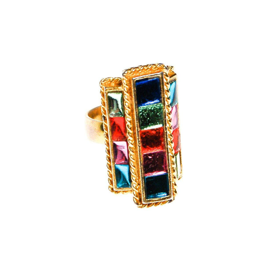 Uncas Colorful Rhinestone Statement Ring by Uncas - Vintage Meet Modern Vintage Jewelry - Chicago, Illinois - #oldhollywoodglamour #vintagemeetmodern #designervintage #jewelrybox #antiquejewelry #vintagejewelry