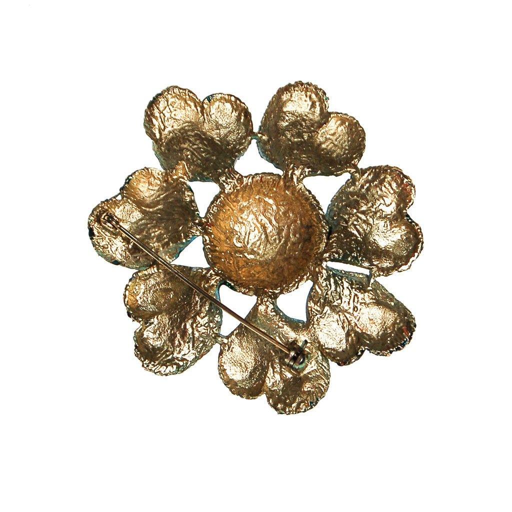 Blue and Green Flower Brooch by Unsigned Beauty - Vintage Meet Modern Vintage Jewelry - Chicago, Illinois - #oldhollywoodglamour #vintagemeetmodern #designervintage #jewelrybox #antiquejewelry #vintagejewelry