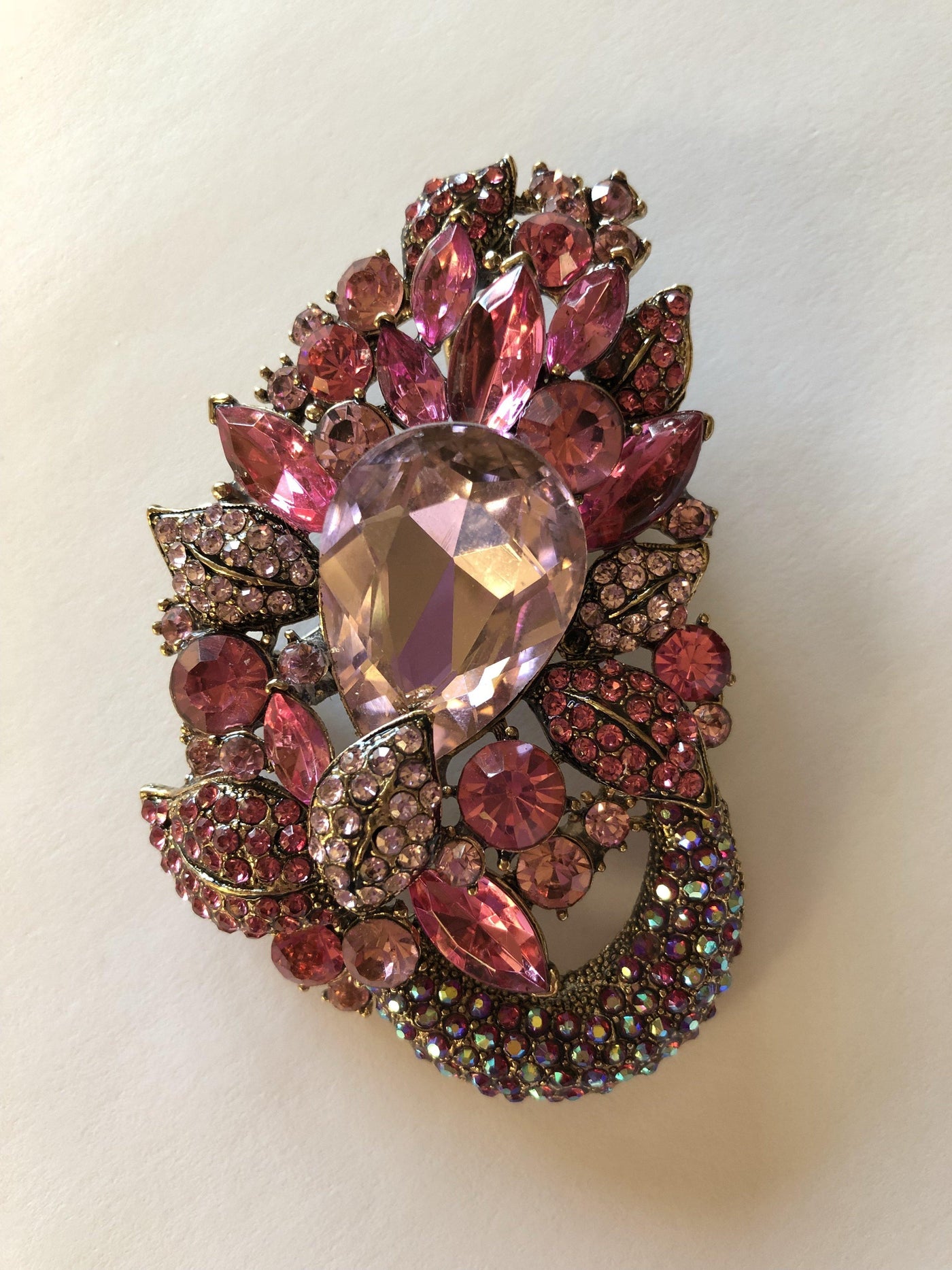 Pink Floral Spray Brooch