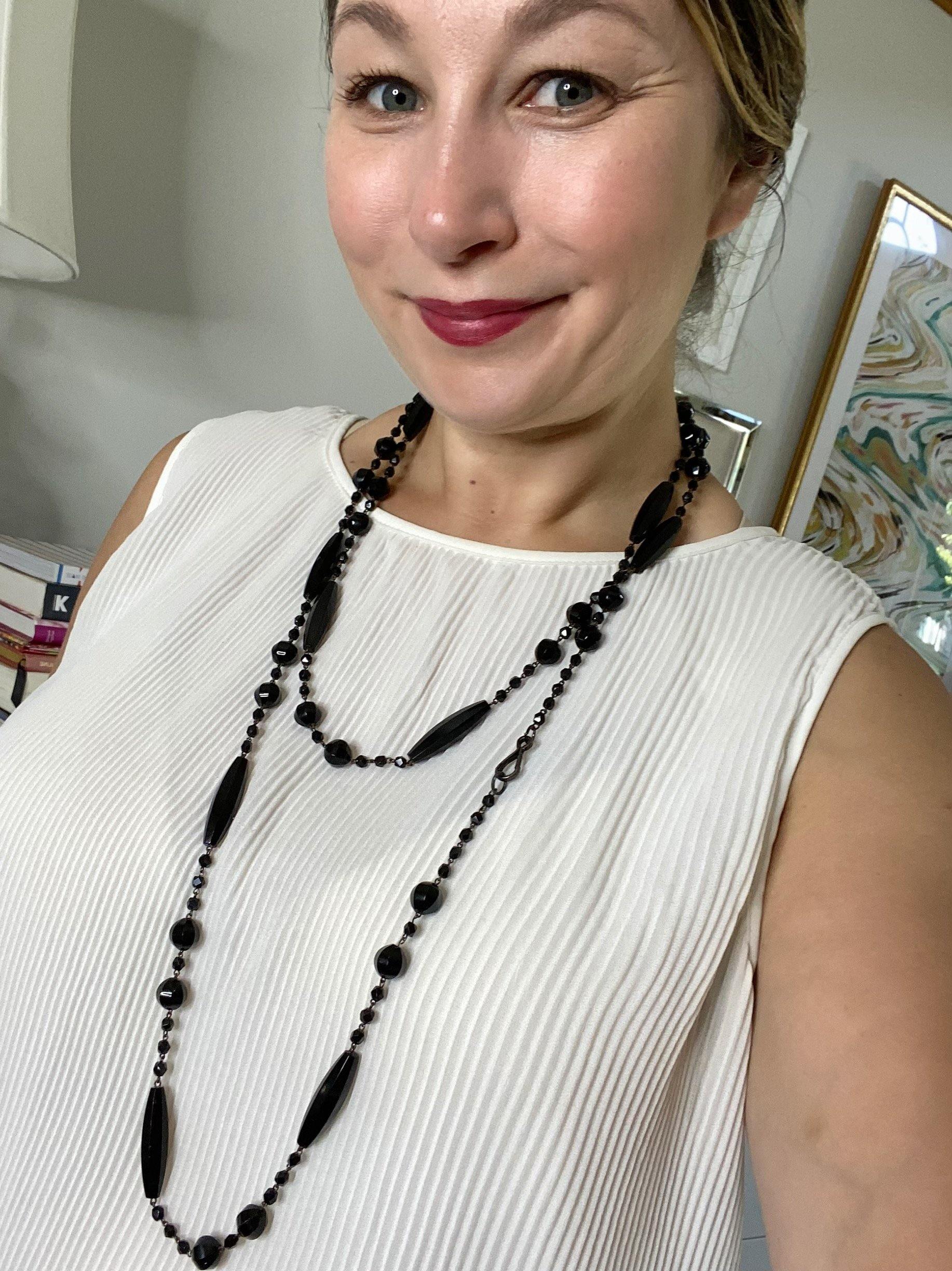 Vintage Art Deco Czech Jet Necklace by Czech - Vintage Meet Modern Vintage Jewelry - Chicago, Illinois - #oldhollywoodglamour #vintagemeetmodern #designervintage #jewelrybox #antiquejewelry #vintagejewelry