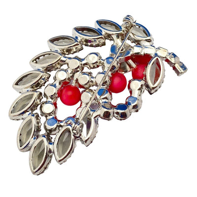 Vintage Smoke Rhinestone, Red Pink Rhinestone Brooch by Juliana - Vintage Meet Modern Vintage Jewelry - Chicago, Illinois - #oldhollywoodglamour #vintagemeetmodern #designervintage #jewelrybox #antiquejewelry #vintagejewelry