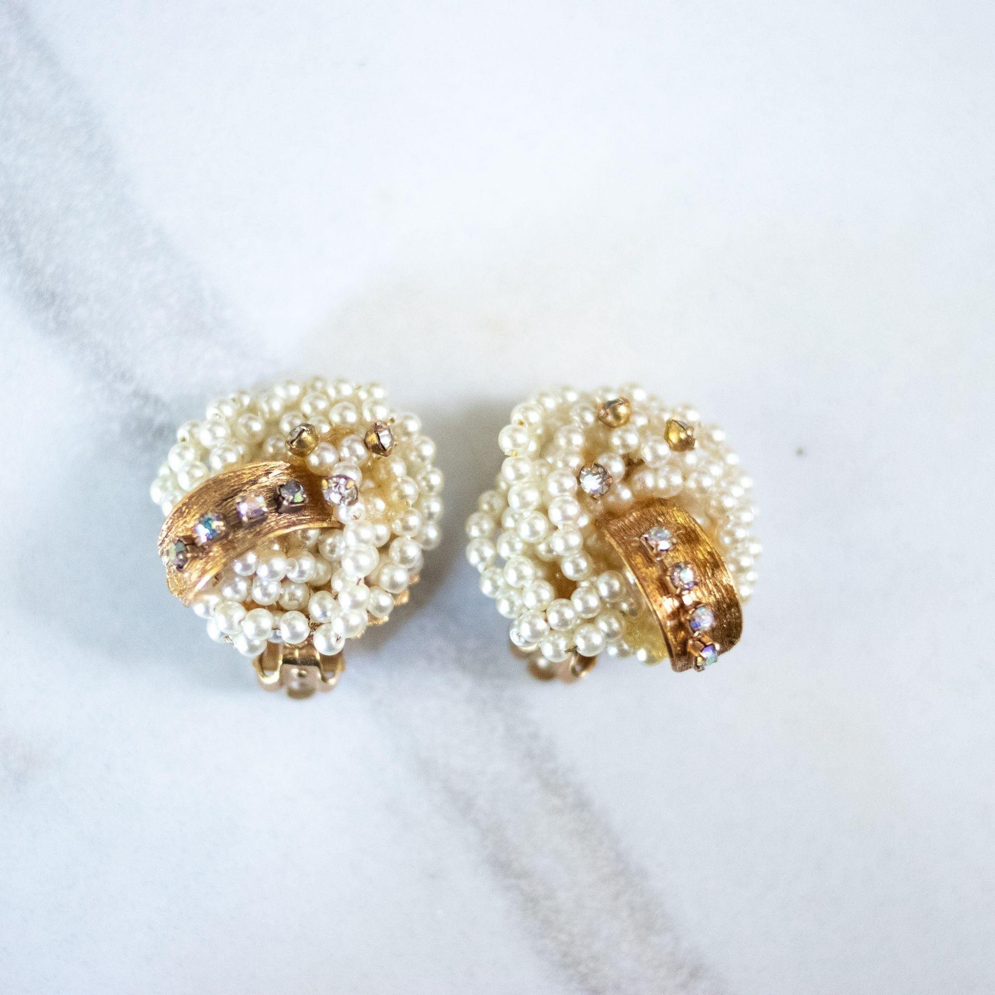 Petite Pearl Cluster with Aurora Borealis Earrings by Unsigned Beauty - Vintage Meet Modern Vintage Jewelry - Chicago, Illinois - #oldhollywoodglamour #vintagemeetmodern #designervintage #jewelrybox #antiquejewelry #vintagejewelry