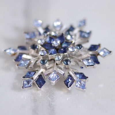 Vintage Coro Blue Snowflake Rhinestone Brooch by Coro - Vintage Meet Modern Vintage Jewelry - Chicago, Illinois - #oldhollywoodglamour #vintagemeetmodern #designervintage #jewelrybox #antiquejewelry #vintagejewelry