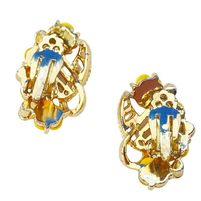 Yellow Daisy and Aurora Borealis Rhinestone Statement Earrings by Unsigned Beauty - Vintage Meet Modern Vintage Jewelry - Chicago, Illinois - #oldhollywoodglamour #vintagemeetmodern #designervintage #jewelrybox #antiquejewelry #vintagejewelry