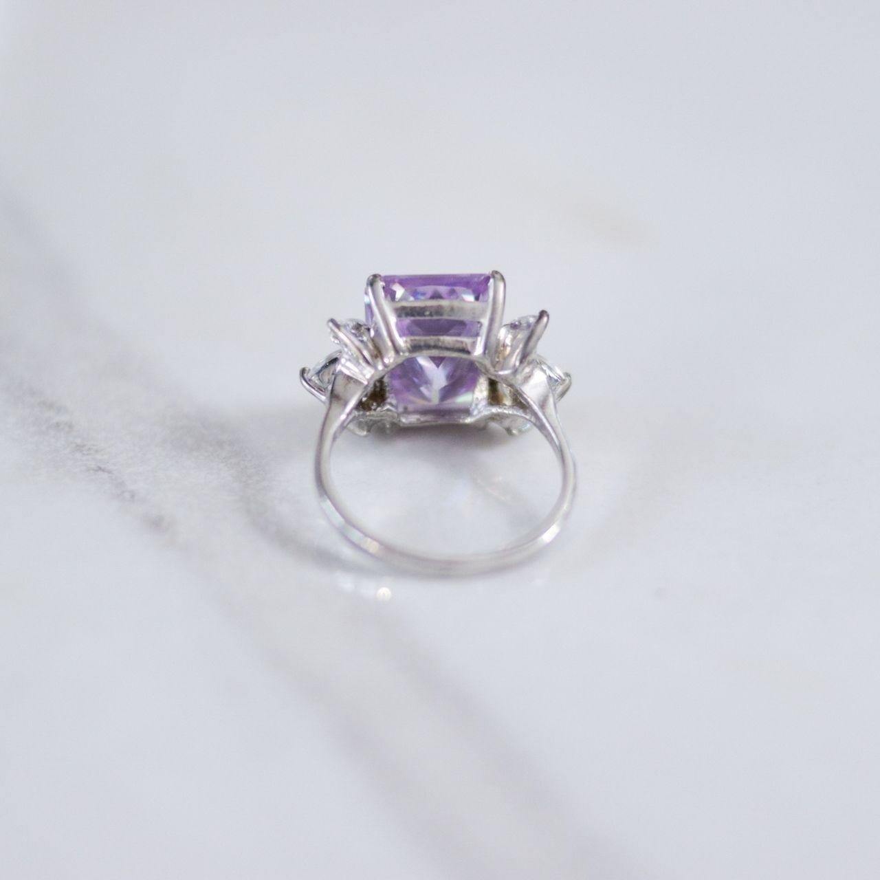 Vintage Huge Aurora Borealis Crystal Cocktail Ring with Marquise CZ Side Stones by Unsigned Beauty - Vintage Meet Modern Vintage Jewelry - Chicago, Illinois - #oldhollywoodglamour #vintagemeetmodern #designervintage #jewelrybox #antiquejewelry #vintagejewelry