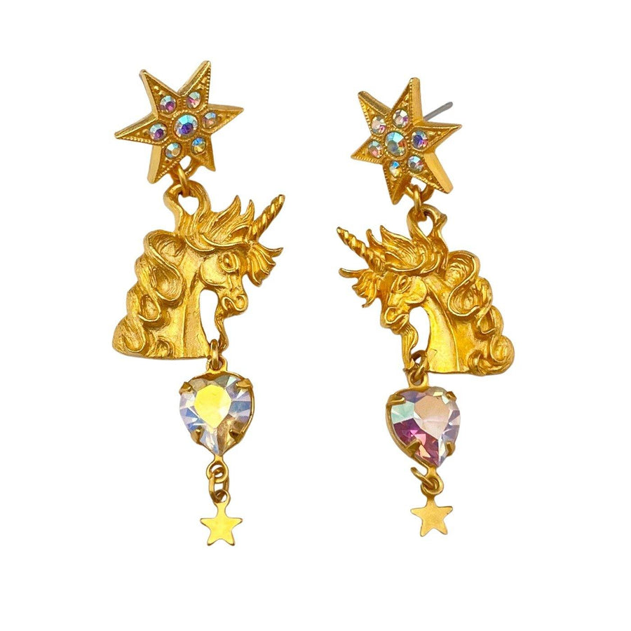 Vintage Kirks Folly Unicorn and Aurora Borealis Statement Earrings by Kirks Folly - Vintage Meet Modern Vintage Jewelry - Chicago, Illinois - #oldhollywoodglamour #vintagemeetmodern #designervintage #jewelrybox #antiquejewelry #vintagejewelry