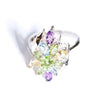 Vintage Sterling Silver Cluster Cocktail Ring with Amethyst, Peridot, Citrine, and Blue Topaz by Hallmarked 925 - Vintage Meet Modern Vintage Jewelry - Chicago, Illinois - #oldhollywoodglamour #vintagemeetmodern #designervintage #jewelrybox #antiquejewelry #vintagejewelry