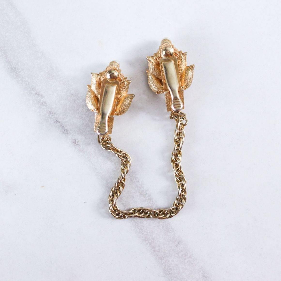 Vintage Gold Leaf with Pearls Sweater Guard by Unsigned Beauty - Vintage Meet Modern Vintage Jewelry - Chicago, Illinois - #oldhollywoodglamour #vintagemeetmodern #designervintage #jewelrybox #antiquejewelry #vintagejewelry