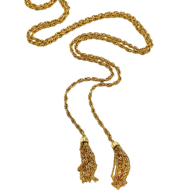 Vintage Gold Tassel Chain Lariat by Unsigned Beauty - Vintage Meet Modern Vintage Jewelry - Chicago, Illinois - #oldhollywoodglamour #vintagemeetmodern #designervintage #jewelrybox #antiquejewelry #vintagejewelry