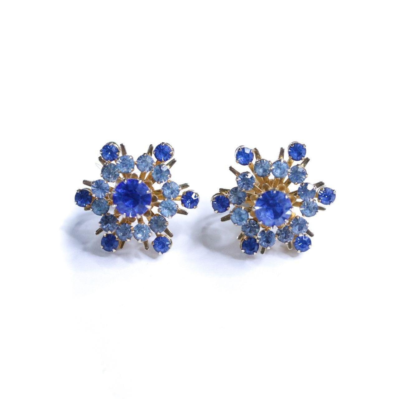 Vintage Coro Blue Rhinestone Earrings by Coro - Vintage Meet Modern Vintage Jewelry - Chicago, Illinois - #oldhollywoodglamour #vintagemeetmodern #designervintage #jewelrybox #antiquejewelry #vintagejewelry