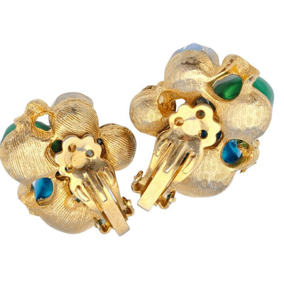 Vintage Blue Green Cluster Statement Earrings by Unsigned Beauty - Vintage Meet Modern Vintage Jewelry - Chicago, Illinois - #oldhollywoodglamour #vintagemeetmodern #designervintage #jewelrybox #antiquejewelry #vintagejewelry