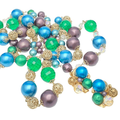 Vintage Blue Green Cluster Statement Earrings by Unsigned Beauty - Vintage Meet Modern Vintage Jewelry - Chicago, Illinois - #oldhollywoodglamour #vintagemeetmodern #designervintage #jewelrybox #antiquejewelry #vintagejewelry