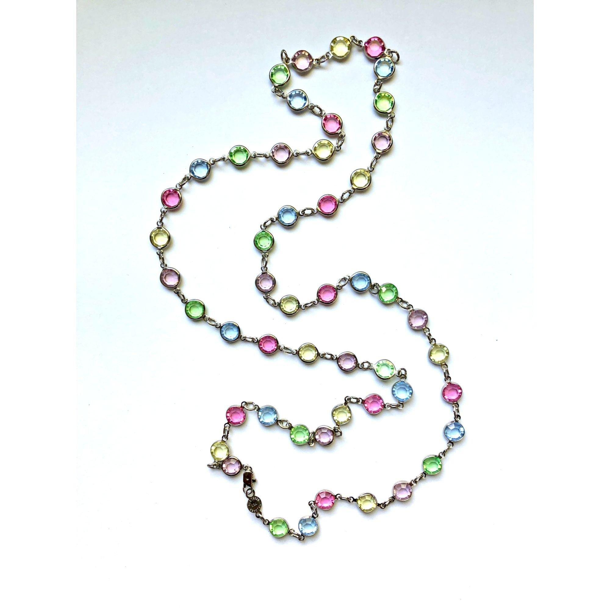 Vintage Pastel Bezel Set Crystal Necklace by Austria - Vintage Meet Modern Vintage Jewelry - Chicago, Illinois - #oldhollywoodglamour #vintagemeetmodern #designervintage #jewelrybox #antiquejewelry #vintagejewelry