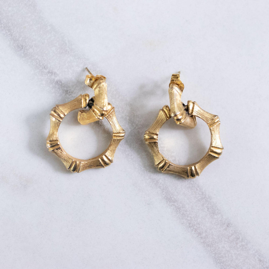 Vintage Bamboo Doorknocker Hoop Earrings by Unsigned Beauty - Vintage Meet Modern Vintage Jewelry - Chicago, Illinois - #oldhollywoodglamour #vintagemeetmodern #designervintage #jewelrybox #antiquejewelry #vintagejewelry
