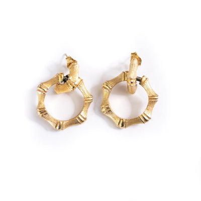 Vintage Bamboo Doorknocker Hoop Earrings by Unsigned Beauty - Vintage Meet Modern Vintage Jewelry - Chicago, Illinois - #oldhollywoodglamour #vintagemeetmodern #designervintage #jewelrybox #antiquejewelry #vintagejewelry