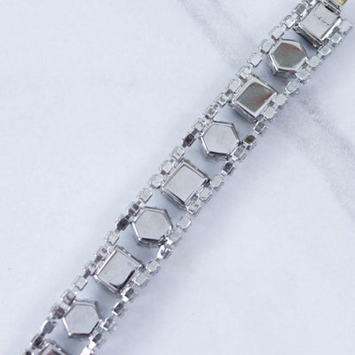 Vintage Sapphire and Iridescent Blue Rhinestone Bracelet by Unsigned Beauty - Vintage Meet Modern Vintage Jewelry - Chicago, Illinois - #oldhollywoodglamour #vintagemeetmodern #designervintage #jewelrybox #antiquejewelry #vintagejewelry